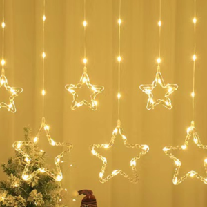 CORTINA DE LUCES CON ESTRELLAS