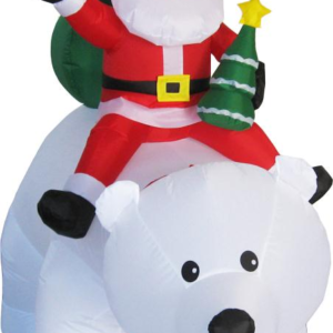 INFLABLE DE SANTA CLAUS SOBRE OSO 2,1M 6 GANCHOS 2 CUERDAS