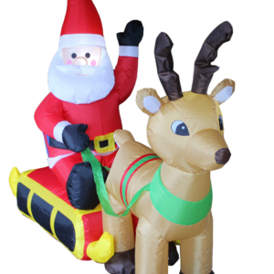INFLABLE DE SANTA CLAUS CON RENO 1,2M 4 GANCHOS