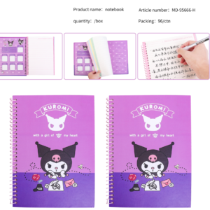 LIBRETA A4 KUROMI 100PAG 28.2*20.2CM 48PCS CAJA(96)