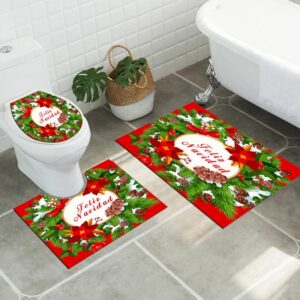 SET DE ALFOMBRA NAVIDENA PARA BANO 3 PCS 50*80CM 40*50CM 40*50CM